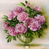 Без бренда «Пионы в круглой прозрачной вазе (20шт)» в Кемерово