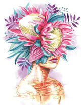 Без бренда «Портрет девушка с оригинальными цветами на голове» в Кемерово