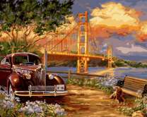 Без бренда «Американский автомобиль на фоне моста через залив» в Кемерово