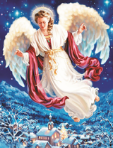 Красивый ангел над вечерним городом