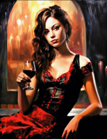 Без бренда «Обворожительная брюнетка с бокалом красного вина» в Кемерово