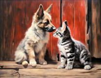 Без бренда «Знакомство котенка и щенка» в Кемерово в интернет-магазине  Без бренда «Знакомство котенка и щенка» в Кемерово