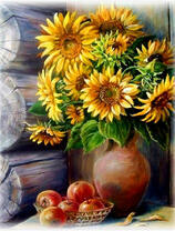 Без бренда «Кувшин с подсолнухами и корзинка с яблоками» в Кемерово